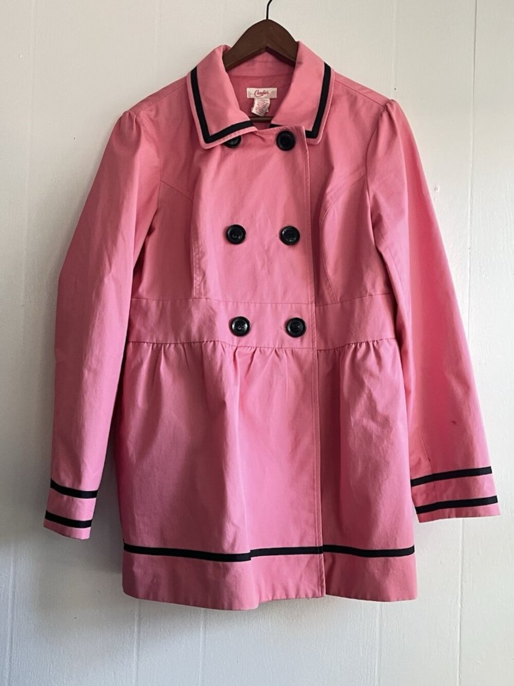 VTG Y2K Candie’s Pink Double Breasted Trench Coat Coquette Barbiecore Jacket XL